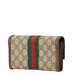 グッチ GGスプリーム オフィディア 長財布 523153 ベージュ ブラウン PVC レザー レディース GUCCI 【中古】