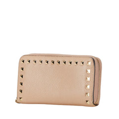 ヴァレンティノ ロックスタッズ 長財布 ベージュ レザー レディース VALENTINO 【中古】