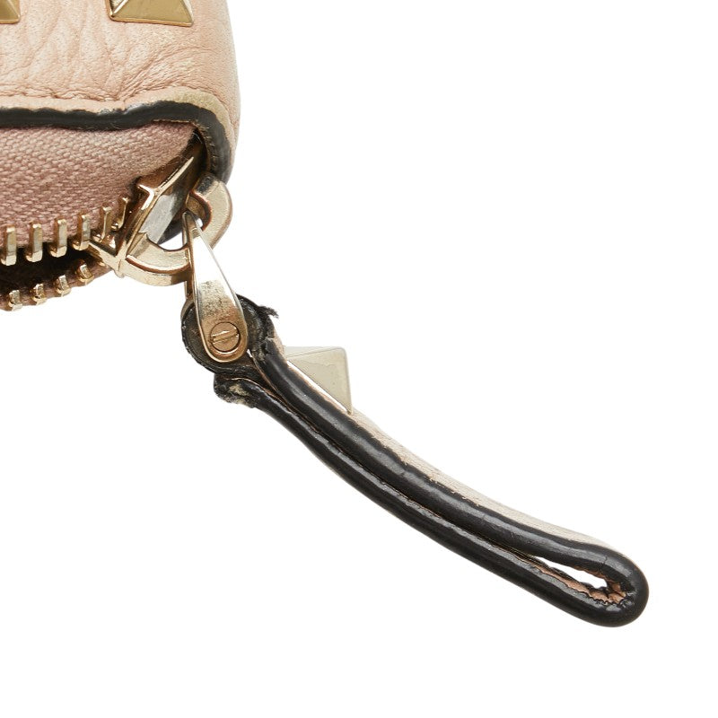 ヴァレンティノ ロックスタッズ 長財布 ベージュ レザー レディース VALENTINO 【中古】
