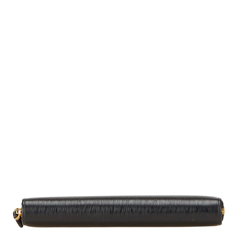 プラダ ロゴ 長財布 ブラック レザー レディース PRADA 【中古】