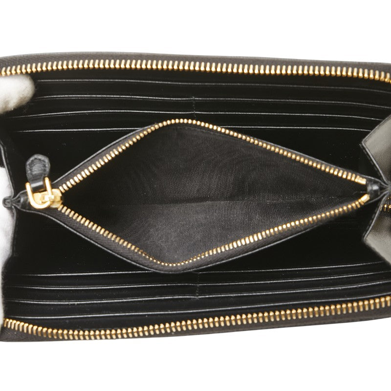 プラダ ロゴ 長財布 ブラック レザー レディース PRADA 【中古】