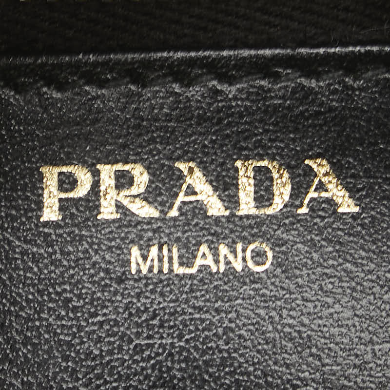 プラダ ロゴ 長財布 ブラック レザー レディース PRADA 【中古】