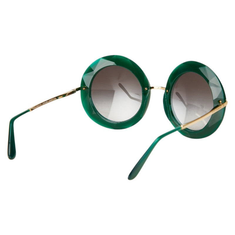 ドルチェアンドガッバーナ ラウンド 丸型 サングラス DG6105 グリーン ブラック ゴールド プラスチック レディース DOLCE&GABBANA 【中古】