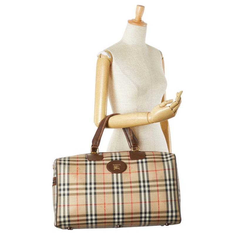 バーバリー ノバチェック シャドーホース ボストンバッグ ベージュ マルチカラー キャンバス レディース BURBERRY 【中古】