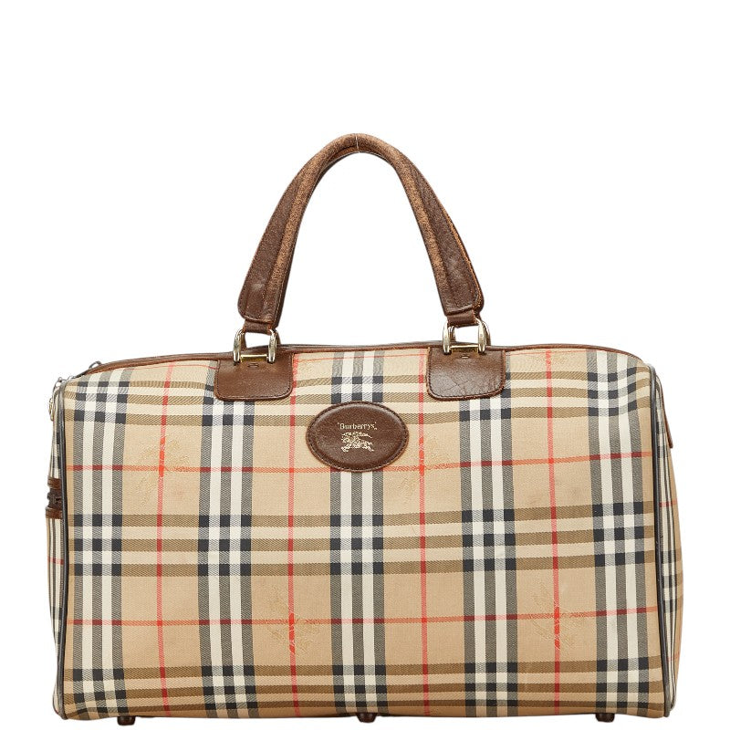 バーバリー ノバチェック シャドーホース ボストンバッグ ベージュ マルチカラー キャンバス レディース BURBERRY 【中古】