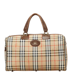 バーバリー ノバチェック シャドーホース ボストンバッグ ベージュ マルチカラー キャンバス レディース BURBERRY 【中古】