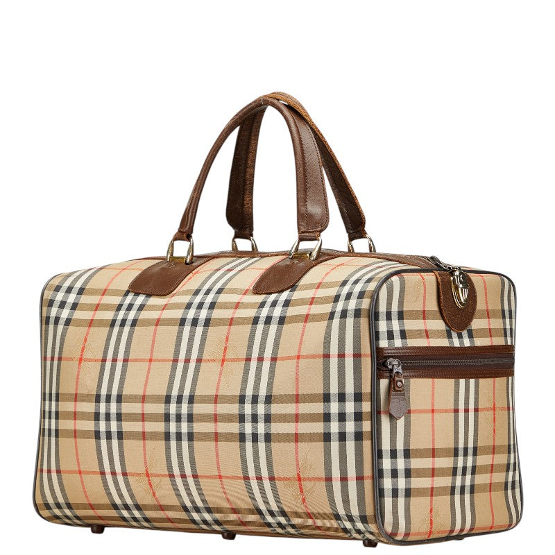 バーバリー ノバチェック シャドーホース ボストンバッグ ベージュ マルチカラー キャンバス レディース BURBERRY 【中古】