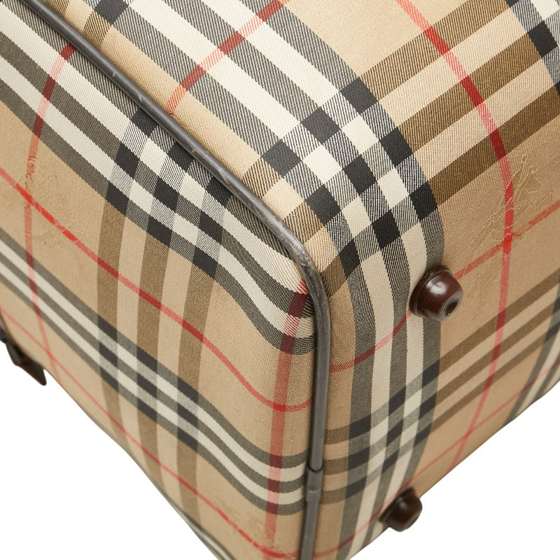 バーバリー ノバチェック シャドーホース ボストンバッグ ベージュ マルチカラー キャンバス レディース BURBERRY 【中古】