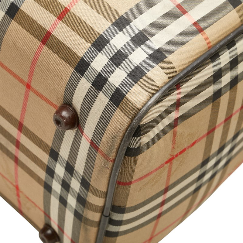 バーバリー ノバチェック シャドーホース ボストンバッグ ベージュ マルチカラー キャンバス レディース BURBERRY 【中古】