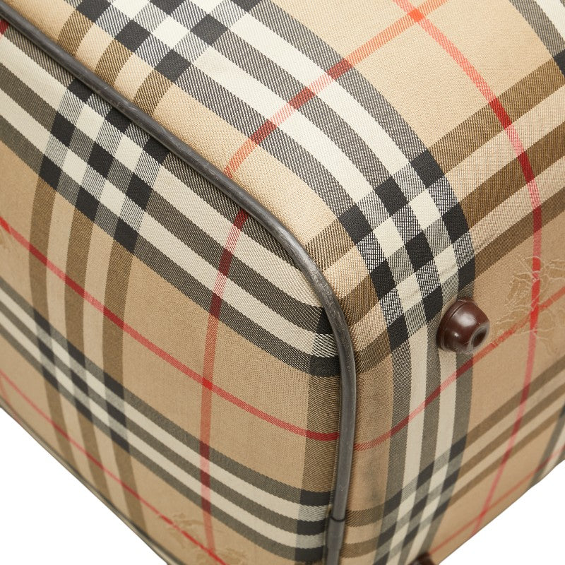 バーバリー ノバチェック シャドーホース ボストンバッグ ベージュ マルチカラー キャンバス レディース BURBERRY 【中古】