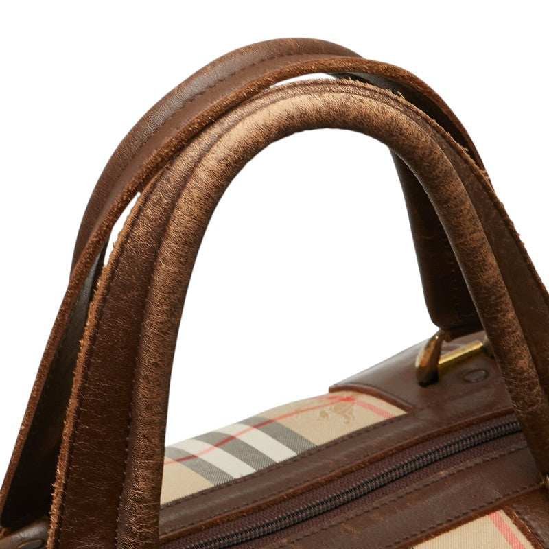 バーバリー ノバチェック シャドーホース ボストンバッグ ベージュ マルチカラー キャンバス レディース BURBERRY 【中古】