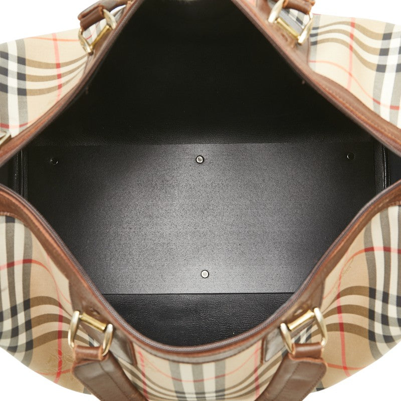 バーバリー ノバチェック シャドーホース ボストンバッグ ベージュ マルチカラー キャンバス レディース BURBERRY 【中古】