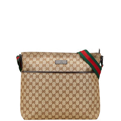 グッチ GGキャンバス シェリーライン 斜め掛け ショルダーバッグ 189751 ブラウン キャンバス レザー レディース GUCCI 【中古】
