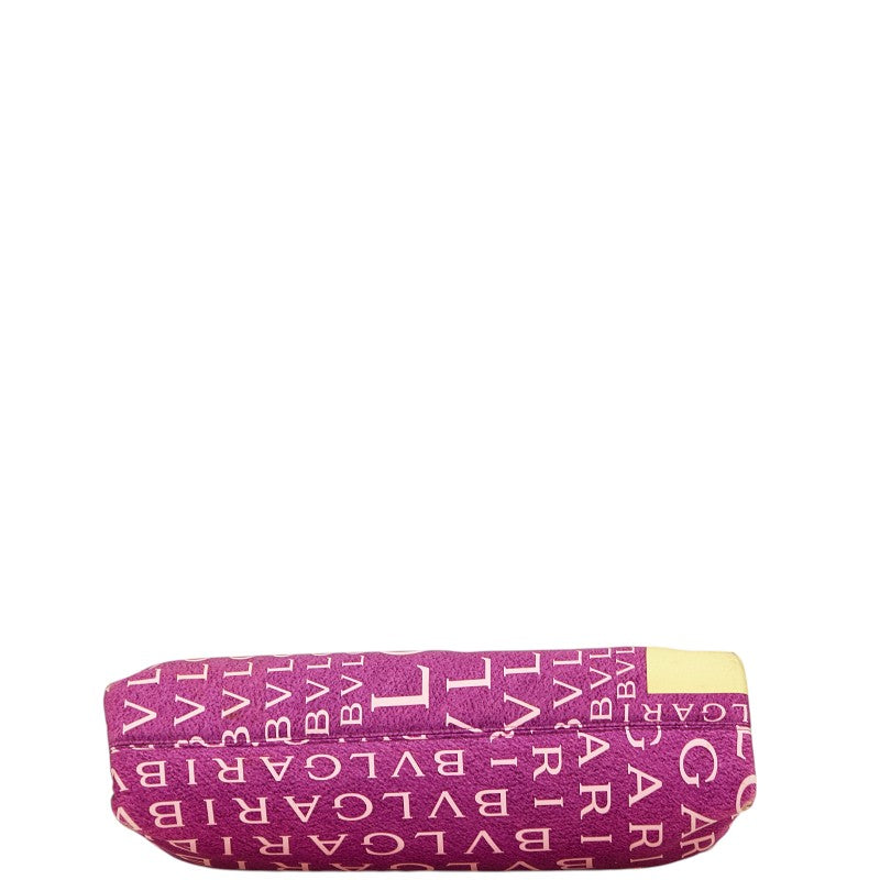 ブルガリ ロゴマニア トートバッグ パープル イエロー ナイロン レザー レディース BVLGARI 【中古】