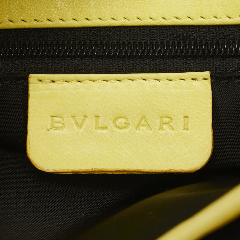 ブルガリ ロゴマニア トートバッグ パープル イエロー ナイロン レザー レディース BVLGARI 【中古】