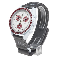 オメガ × スウォッチ Swatch ミッション トゥ プルート 腕時計 SO33M101 クオーツ ホワイト文字盤 ナイロン バイオセラミック レディース OMEGA 【中古】