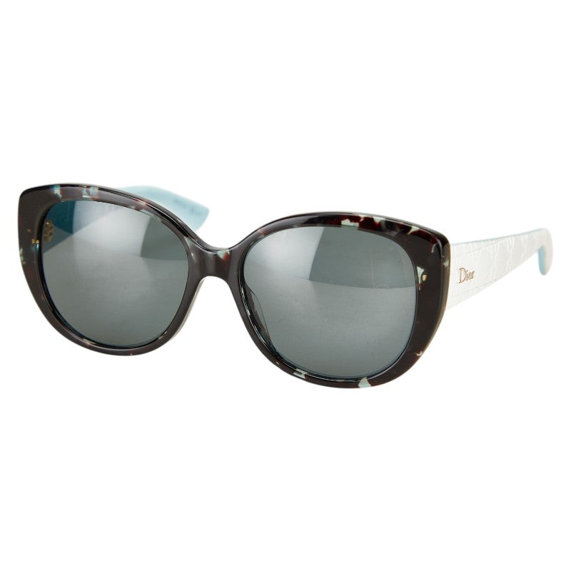 ディオール Lady 1R カナージュ サングラス ブラック ブルー ホワイト プラスチック ラバー レディース Dior 【中古】