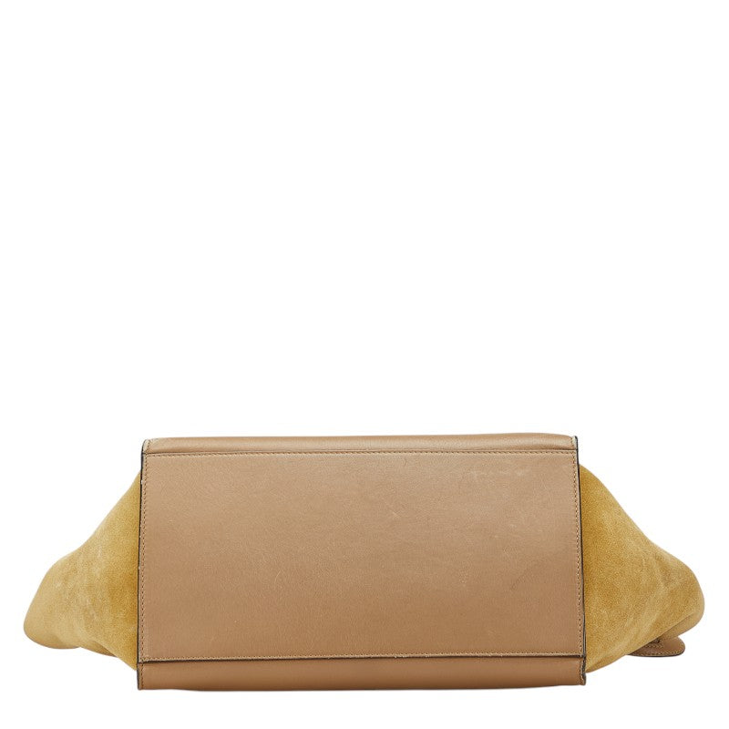 セリーヌ トラペーズ ハンドバッグ ショルダーバッグ 2WAY グレー ベージュ カーキ レザー スウェード レディース CELINE 【中古】