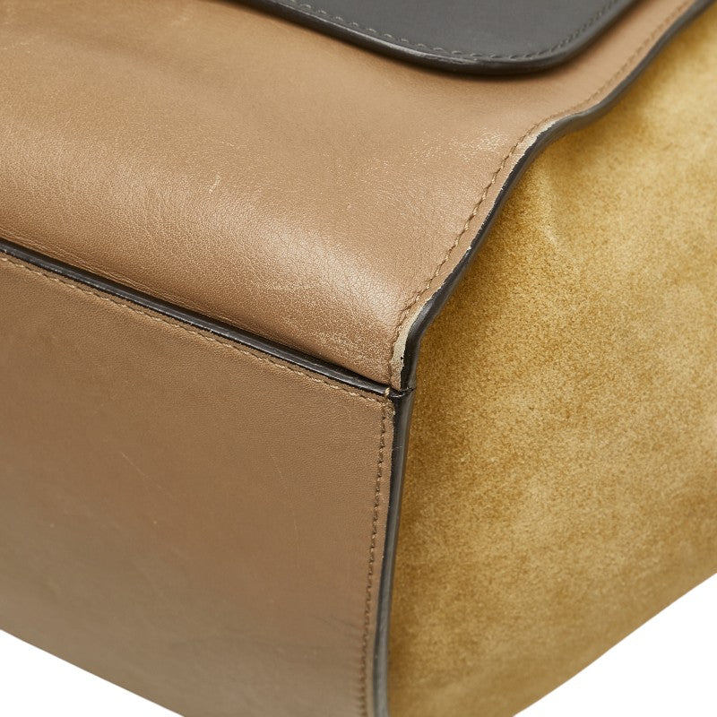 セリーヌ トラペーズ ハンドバッグ ショルダーバッグ 2WAY グレー ベージュ カーキ レザー スウェード レディース CELINE 【中古】