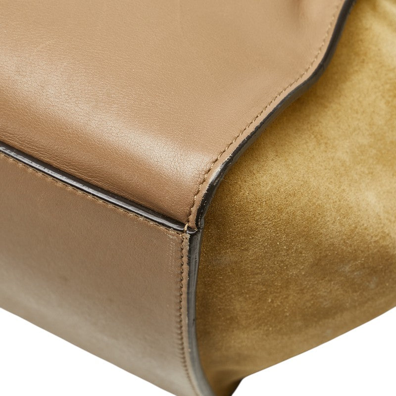 セリーヌ トラペーズ ハンドバッグ ショルダーバッグ 2WAY グレー ベージュ カーキ レザー スウェード レディース CELINE 【中古】