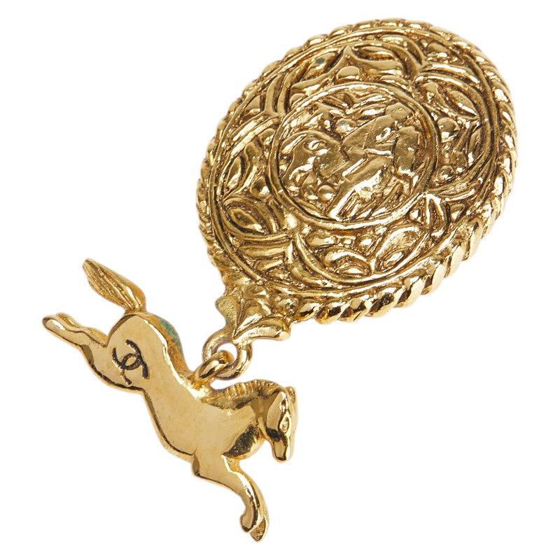 シャネル ココマーク 馬 モチーフ スイング イヤリング 片耳のみ ゴールド メッキ レディース CHANEL 【中古】