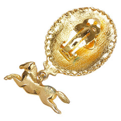 シャネル ココマーク 馬 モチーフ スイング イヤリング 片耳のみ ゴールド メッキ レディース CHANEL 【中古】