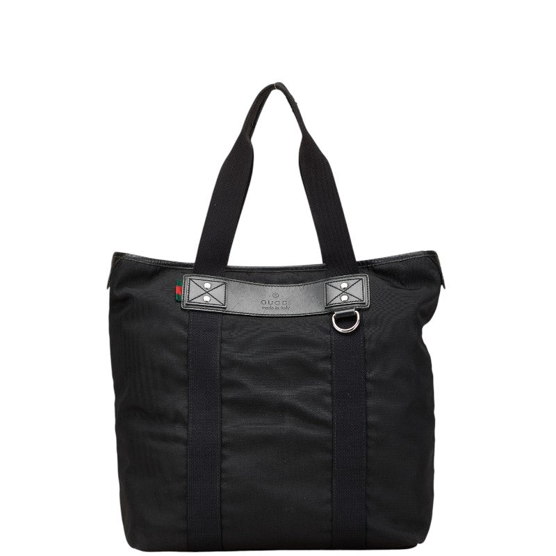 グッチ パラナ ウェブループ付 トートバッグ 268175 ブラック ナイロン レザー レディース GUCCI 【中古】