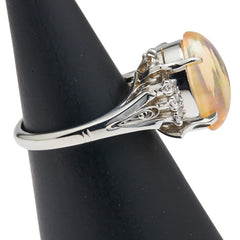 Pt900 プラチナ オパール ダイヤ0.15ct リング 指輪 レディース 9号 【中古】