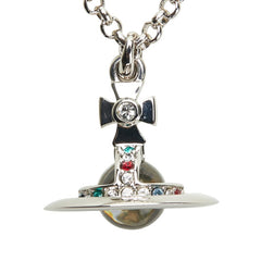 ヴィヴィアンウエストウッド NEW TINY ORB ニュータイニーオーブ ラインストーン ネックレス シルバー ガンメタル レディース Vivienne Westwood 【中古】