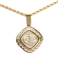 ディオール CDロゴ ラインストーン ひし形 モチーフ ネックレス ゴールド メッキ レディース Dior 【中古】