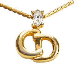 ディオール CDロゴ ストーン ネックレス ゴールド メッキ レディース Dior 【中古】