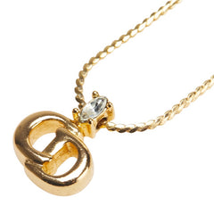 ディオール CDロゴ ストーン ネックレス ゴールド メッキ レディース Dior 【中古】