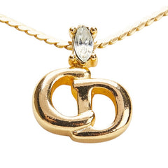 ディオール CDロゴ ストーン ネックレス ゴールド メッキ レディース Dior 【中古】