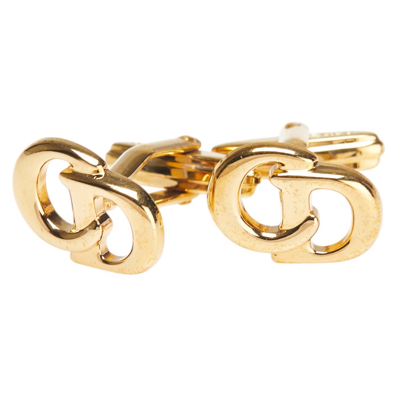ディオール CDロゴ カフス ゴールド メッキ メンズ Dior 【中古】