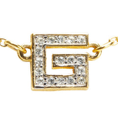 ジバンシー Gロゴ スクエア ラインストーン ネックレス ゴールド メッキ レディース Givenchy 【中古】