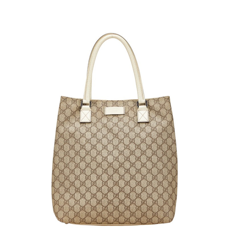 グッチ GGスプリーム ハンドバッグ トートバッグ 131220 ベージュ アイボリー PVC レザー レディース GUCCI 【中古】