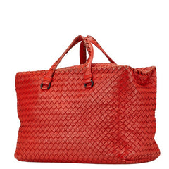 ボッテガヴェネタ イントレチャート パイソン型押し ボストンバッグ レッド レザー レディース BOTTEGAVENETA 【中古】