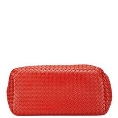 ボッテガヴェネタ イントレチャート パイソン型押し ボストンバッグ レッド レザー レディース BOTTEGAVENETA 【中古】