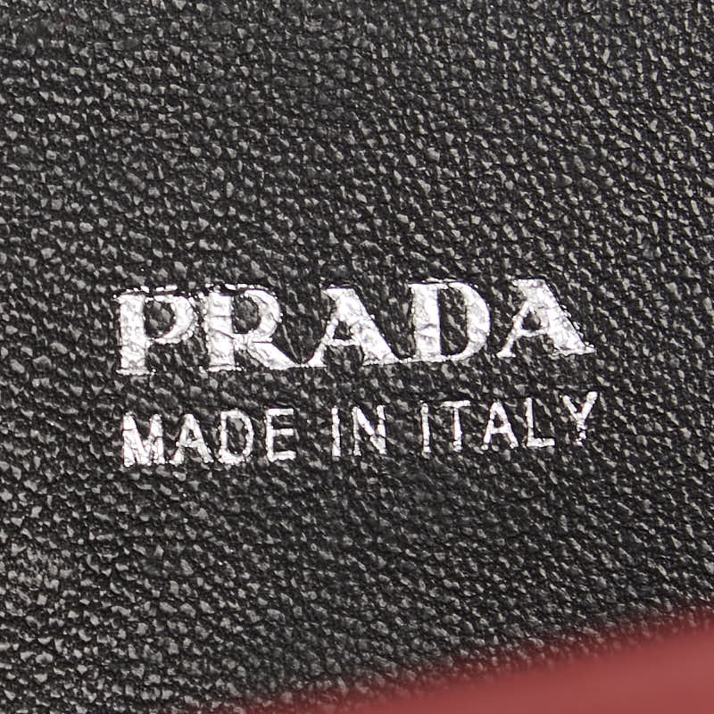 プラダ ロゴ チェーン ショルダーバッグ レッド レザー レディース PRADA 【中古】