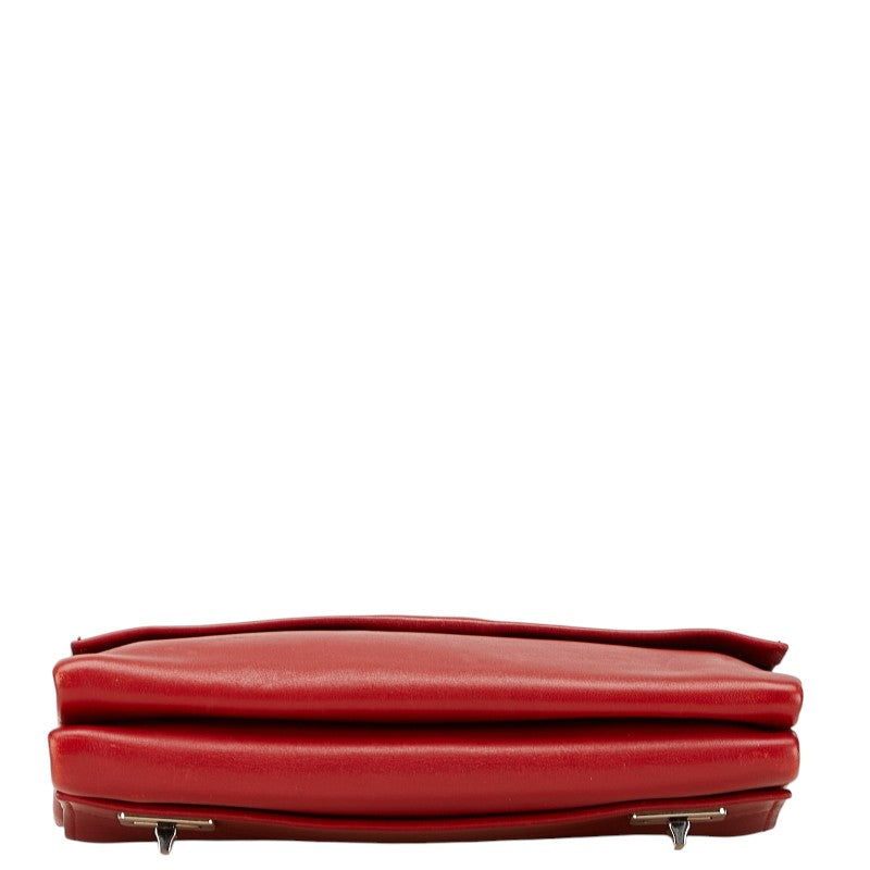プラダ ロゴ チェーン ショルダーバッグ レッド レザー レディース PRADA 【中古】