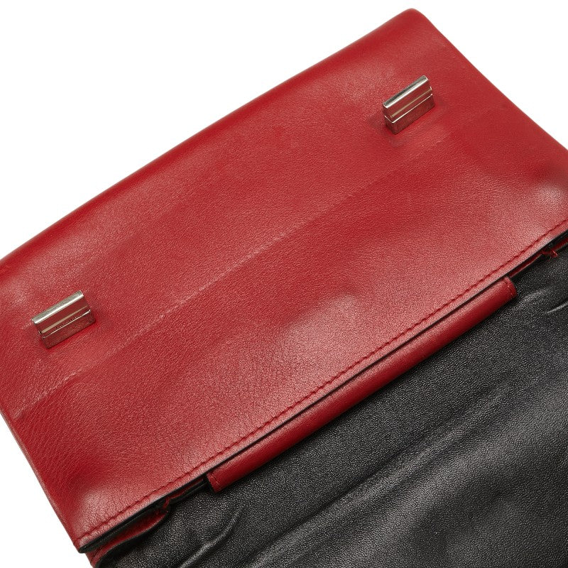 プラダ ロゴ チェーン ショルダーバッグ レッド レザー レディース PRADA 【中古】