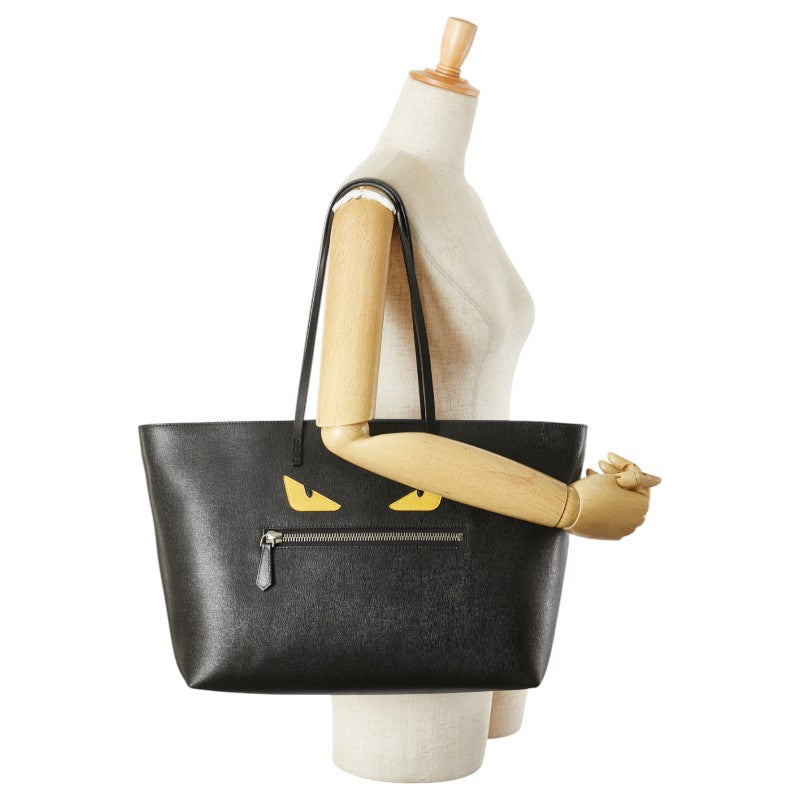 フェンディ バグズ モンスター ハンドバッグ トートバッグ 8BH185 ブラック イエロー レザー レディース FENDI 【中古】