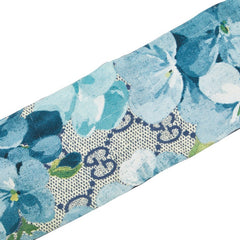 グッチ GGブルームス ネックボウ スカーフ ネイビー ブルー マルチカラー シルク レディース GUCCI 【中古】