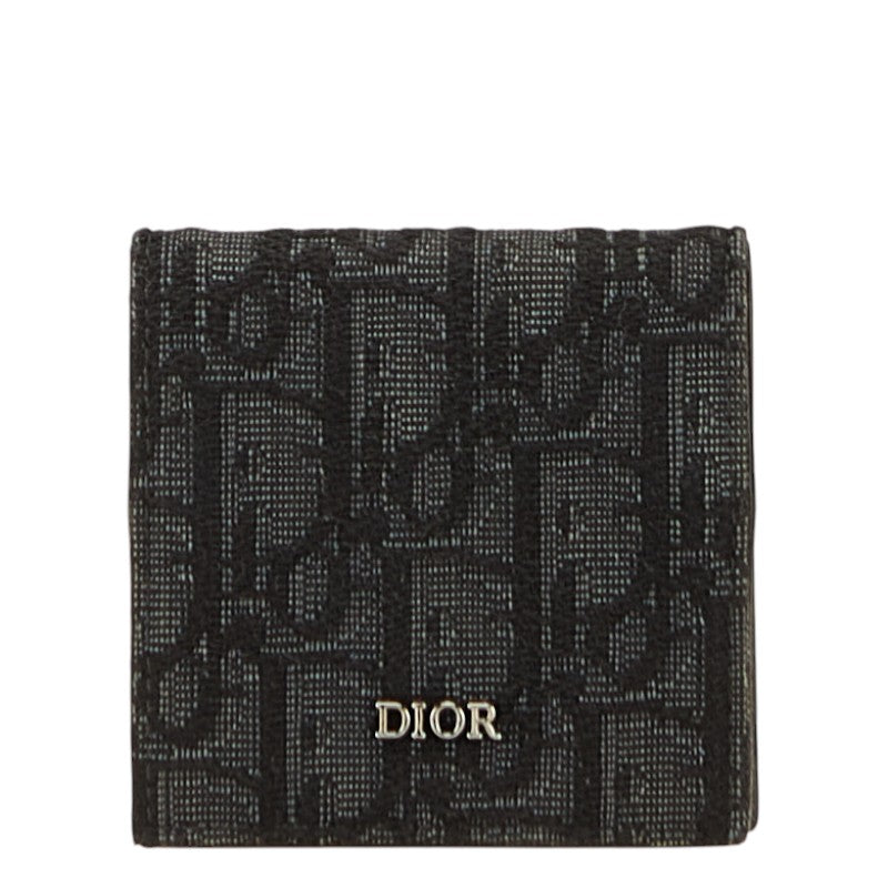 ディオール オブリーク コインケース 小銭入れ ブラック キャンバス レザー レディース Dior 【中古】