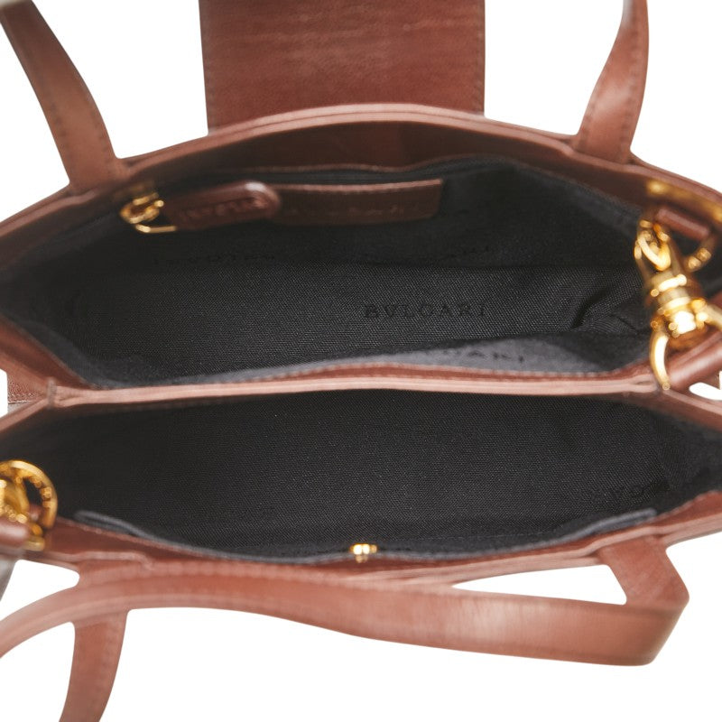 ブルガリ ロゴ ショルダーバッグ ハンドバッグ 2WAY ブラウン レザー レディース BVLGARI 【中古】