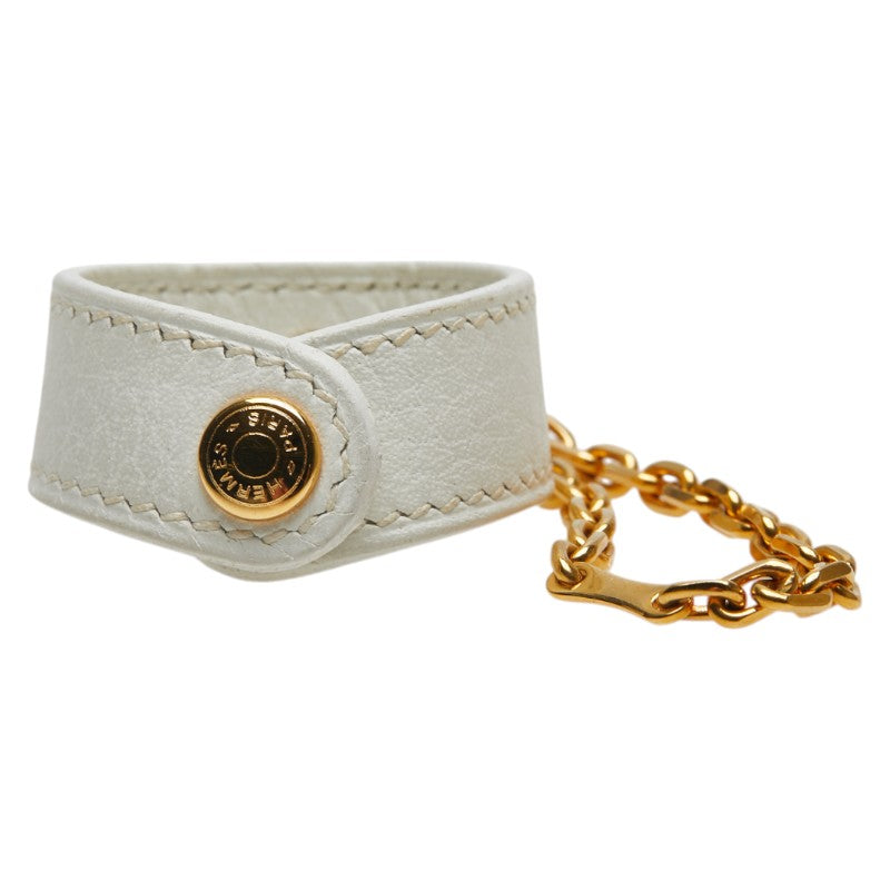 エルメス ノマド グローブホルダー ホワイト ゴールド レザー メッキ レディース HERMES 【中古】