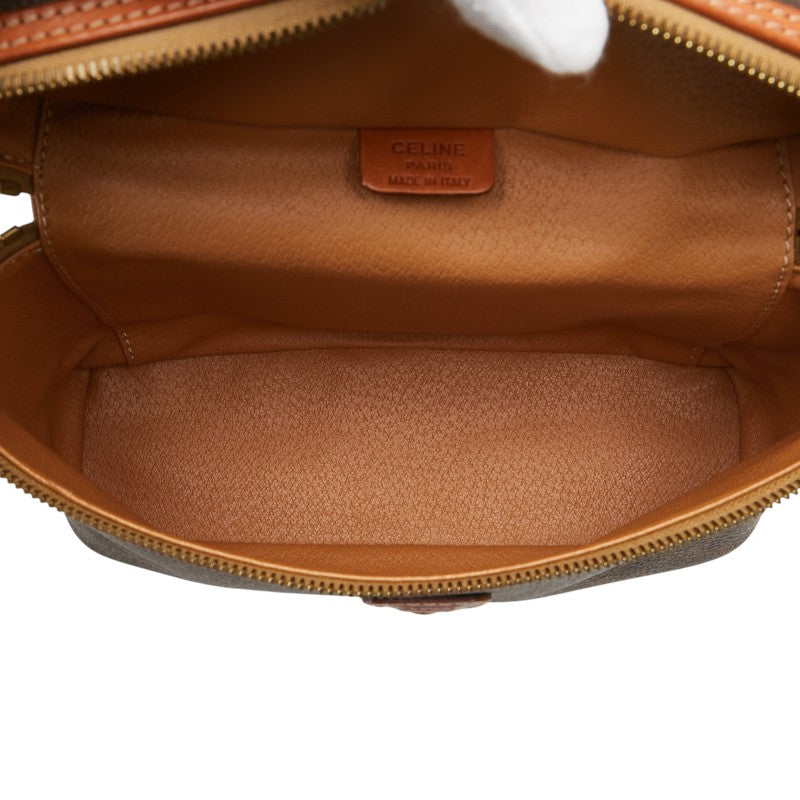 セリーヌ マカダム セカンドバッグ ハンドバッグ ブラウン PVC レザー レディース CELINE 【中古】