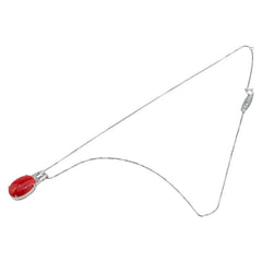 Pt900 プラチナ Pt850 プラチナ サンゴ ダイヤ0.06ct ペンダントネックレス レディース 【中古】