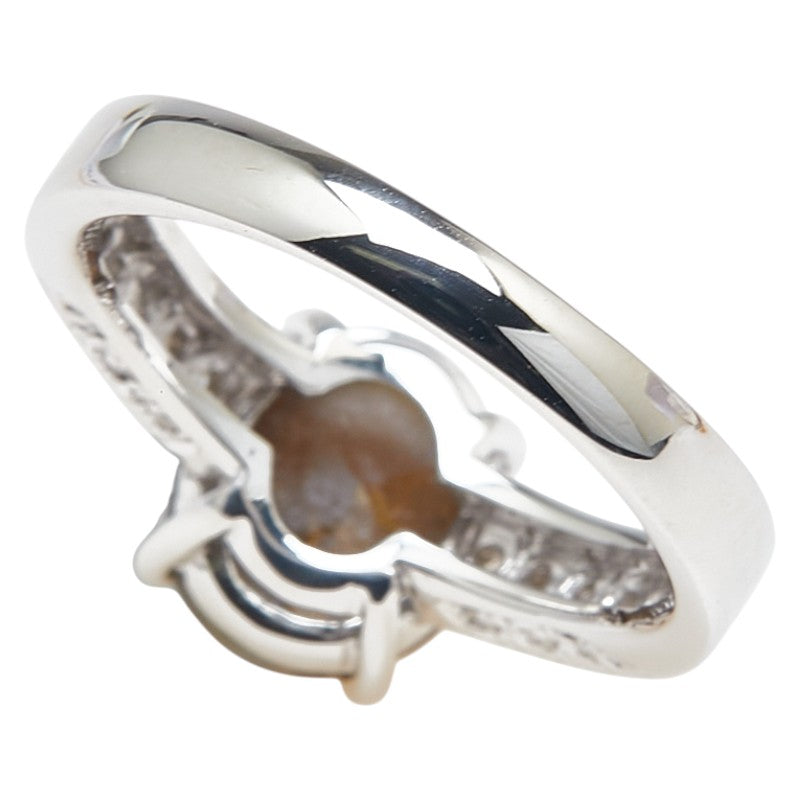 K18WG ホワイトゴールド キャッツアイ3.83ct ダイヤ0.18ct リング 指輪 レディース 11.5号 【中古】