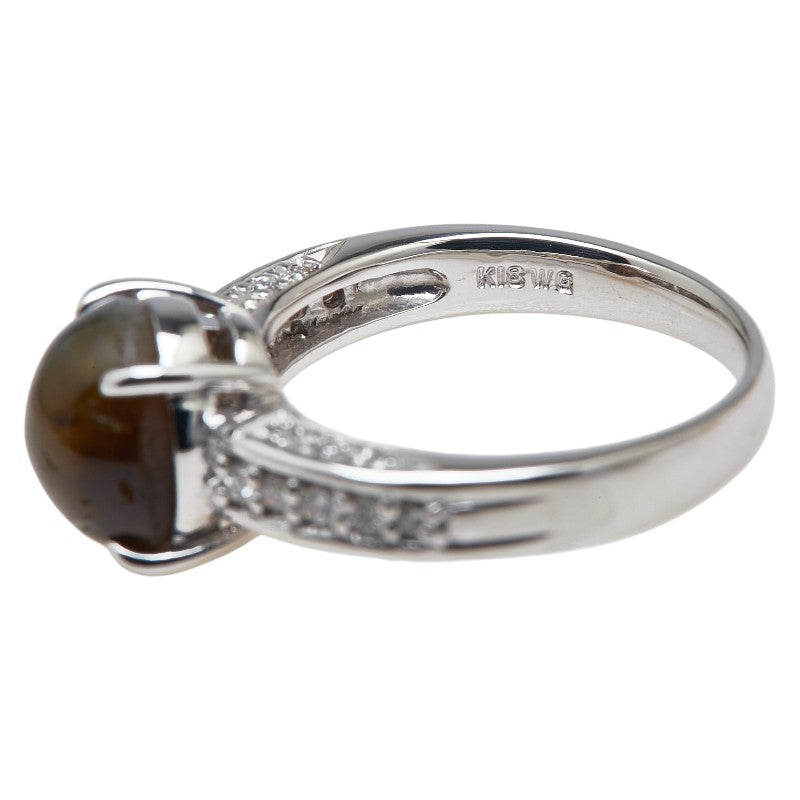K18WG ホワイトゴールド キャッツアイ3.83ct ダイヤ0.18ct リング 指輪 レディース 11.5号 【中古】